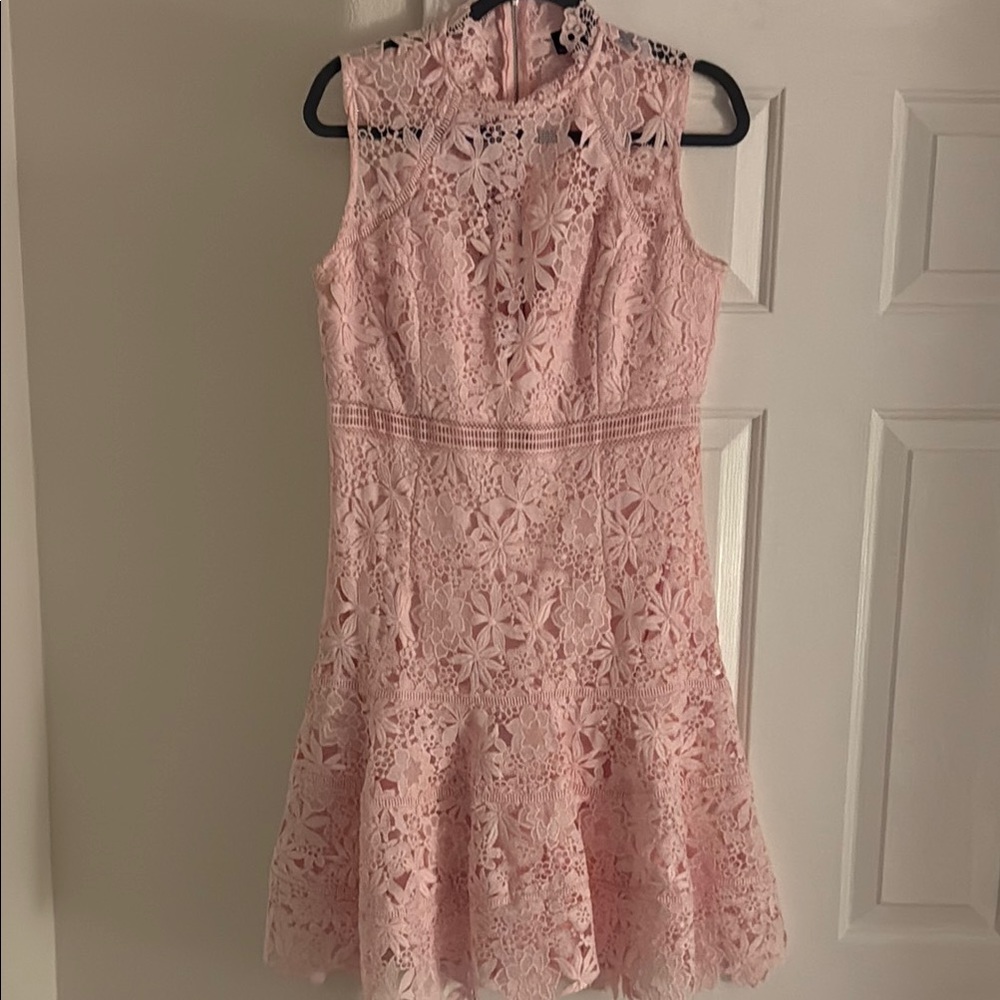 Bardot Pink Lace Sleeveless Dress